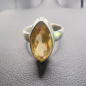 925 STERLING SILVER MARQUIS SHAPED CITRINE RING SIZE 8